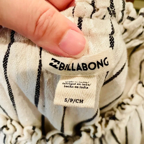 Billabong Wonderland women’s one-shoulder ruffle top rayon SZ S ivory black - Picture 5 of 8